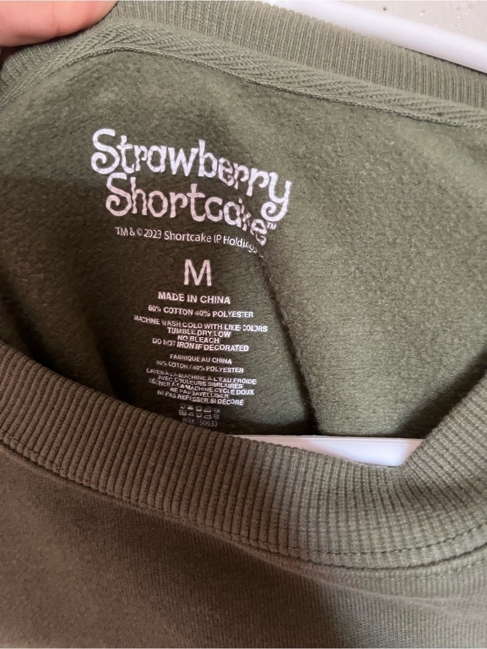 Green Graphic Sweatshirt with Strawberry Shortcake Style Print - Picture 4 of 4